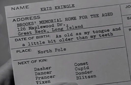 Kris Kringle's job application in Miracle on 34th Street | Miracle on 34th  street, 34 street, Movie quotes